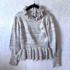 Janie And Jack Sweater Peplum Ruffle Mock Neck Size 6 Multicolor Girls